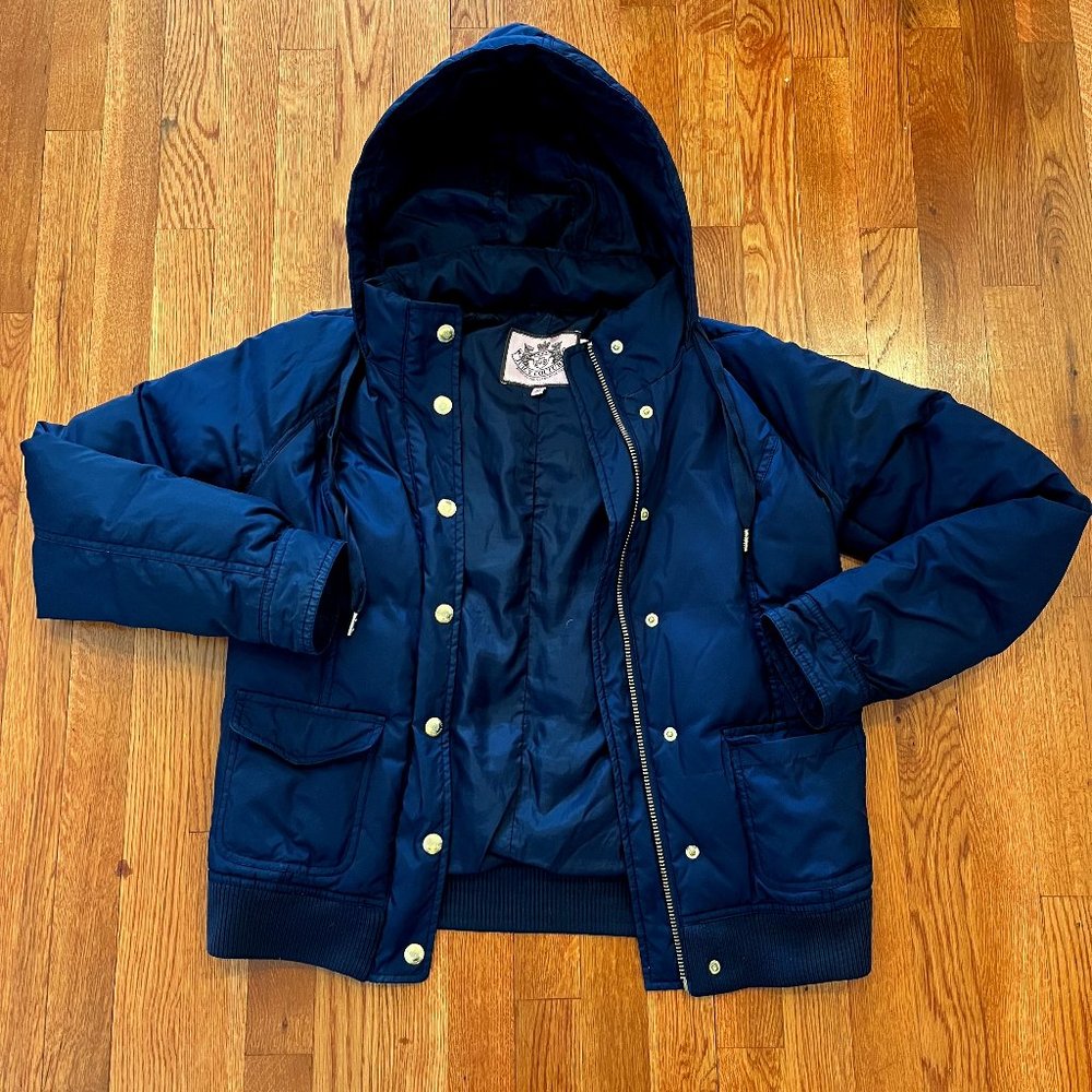 Juicy Couture Down Puffer Jacket - Navy Blue - Medium